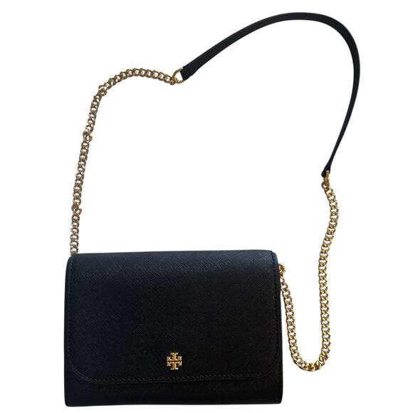 Tory Burch NEW Emerson Chain Wallet Womens Black Saffiano Leather Crossbody Bag - Picture 3 of 11